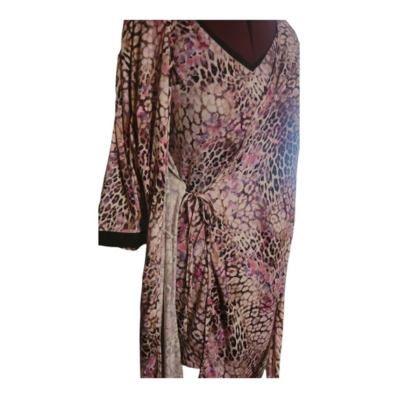 Joyspun matching camisole night gown and robe set, Lg/XL, pink animal print, GUC - Picture 4 of 14